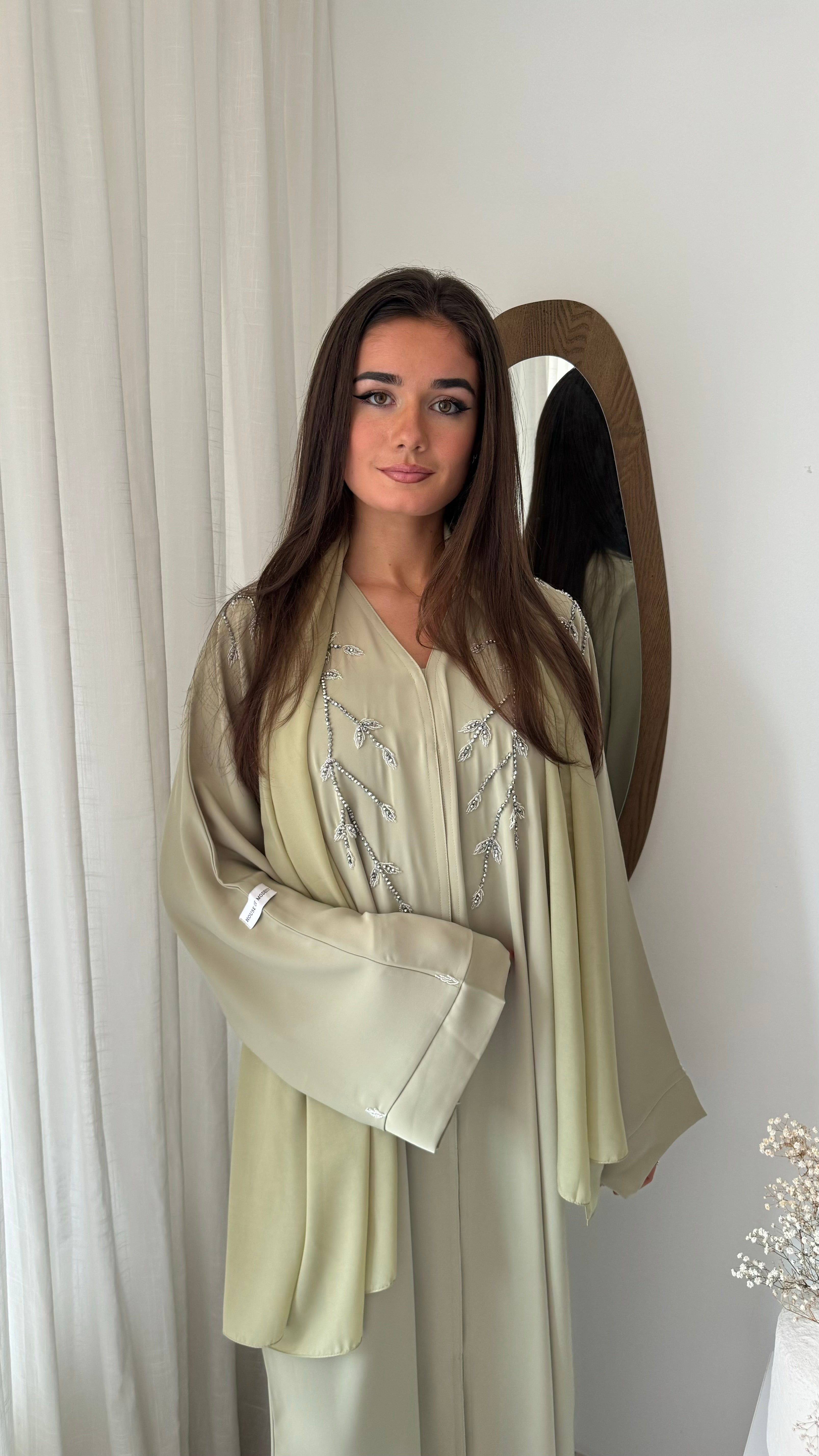 Abaya LEENA | Vert amande