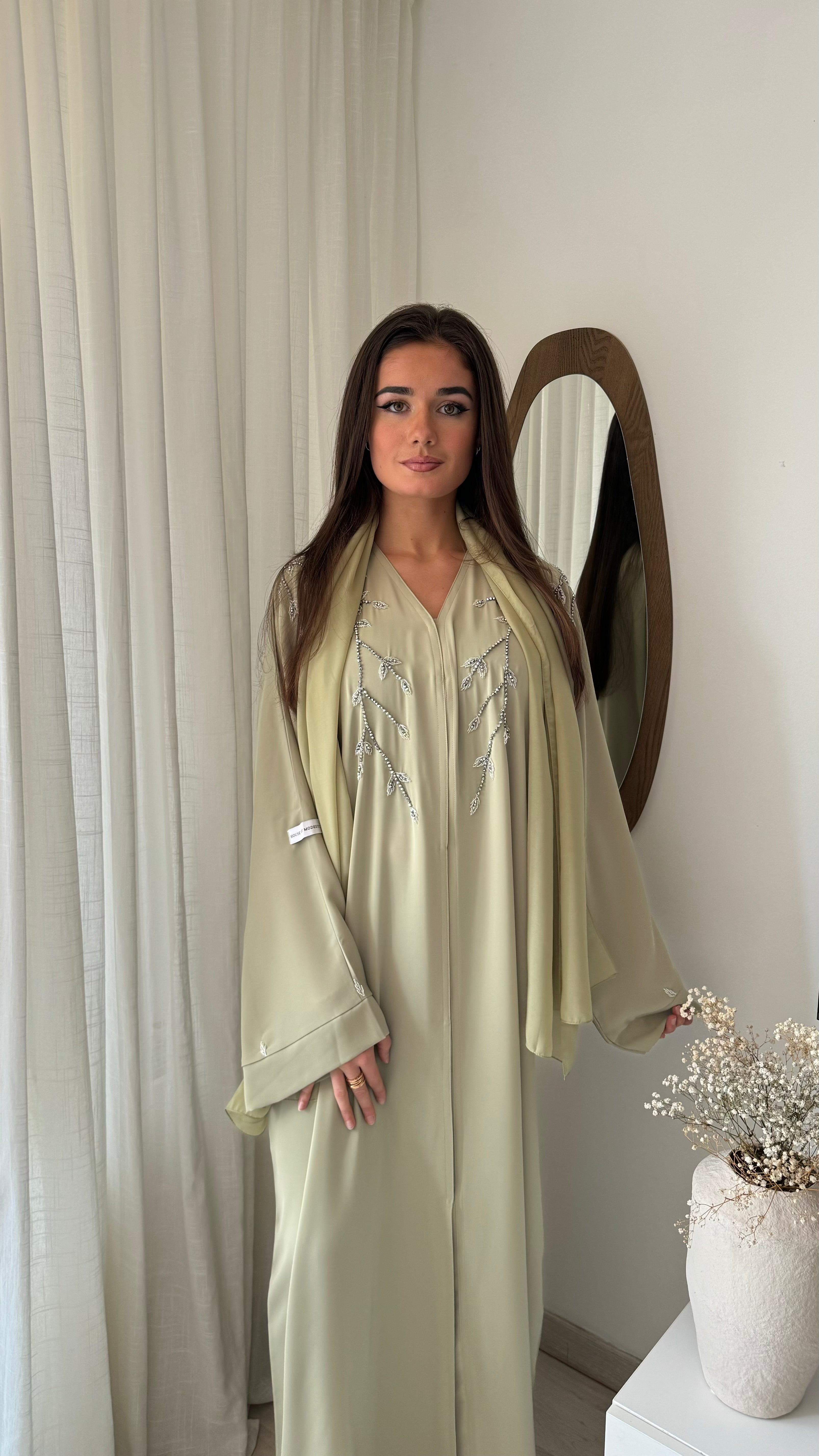 Abaya LEENA | Vert amande