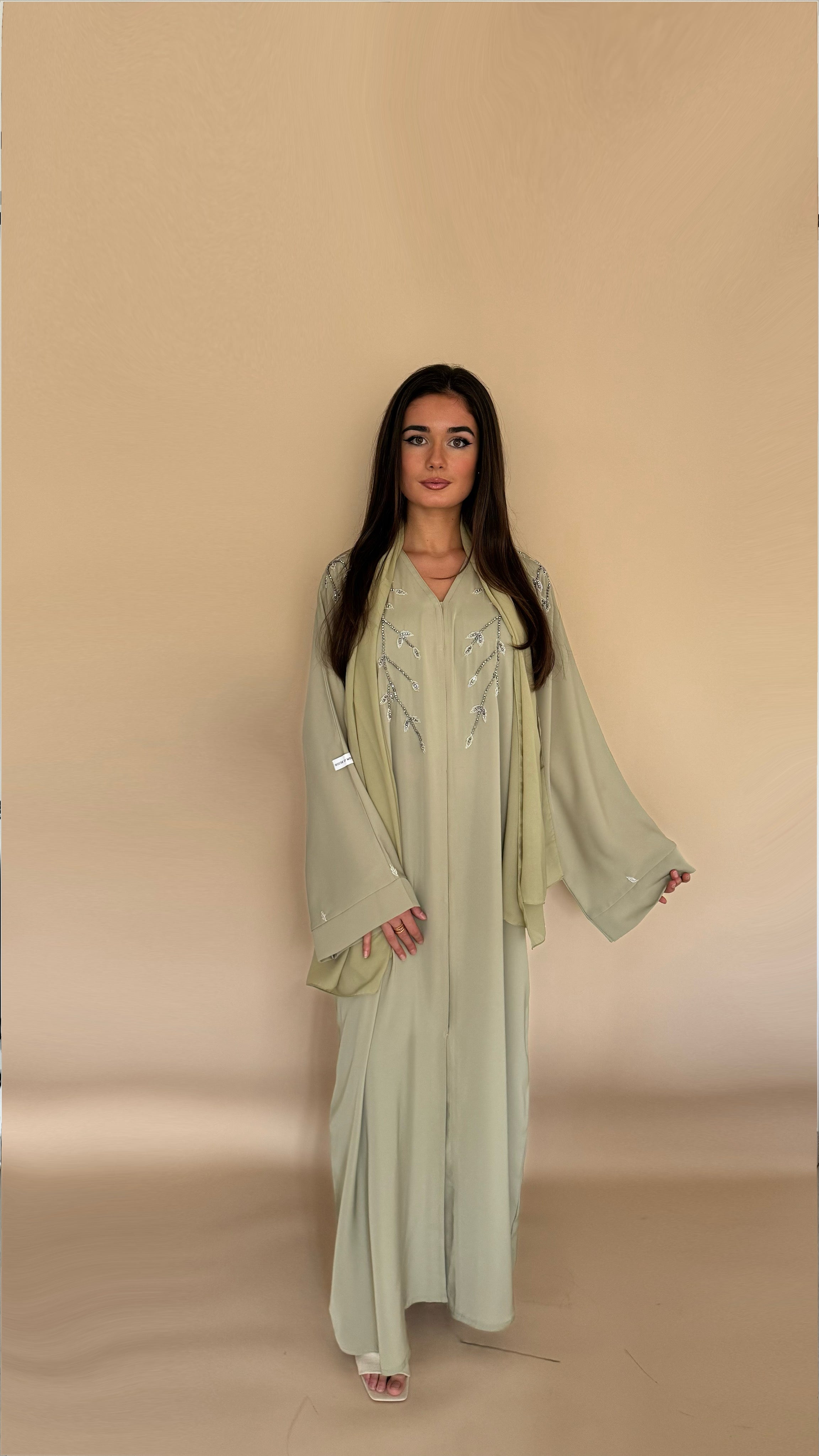 Abaya LEENA | Vert amande