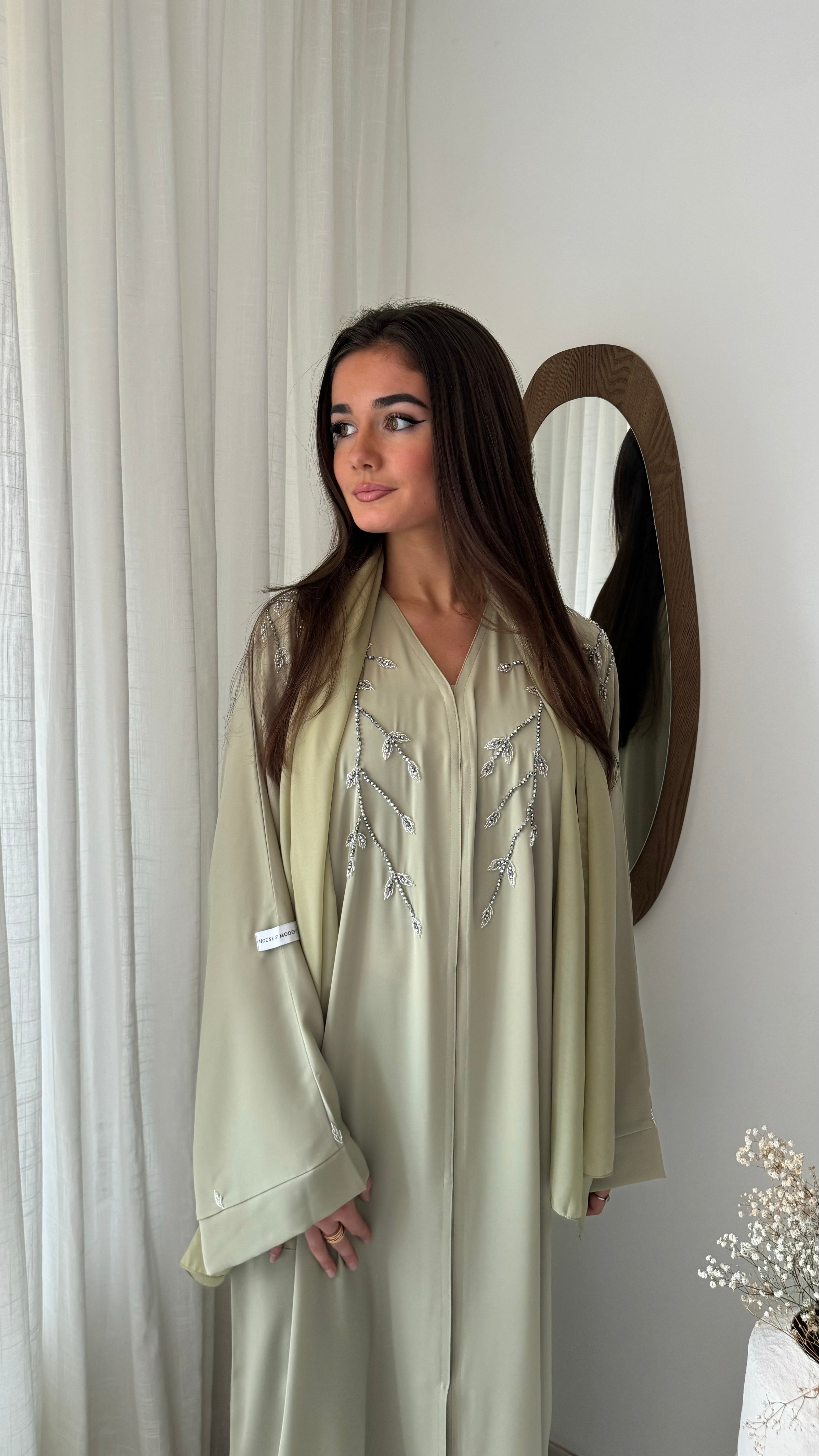 Abaya LEENA | Vert amande