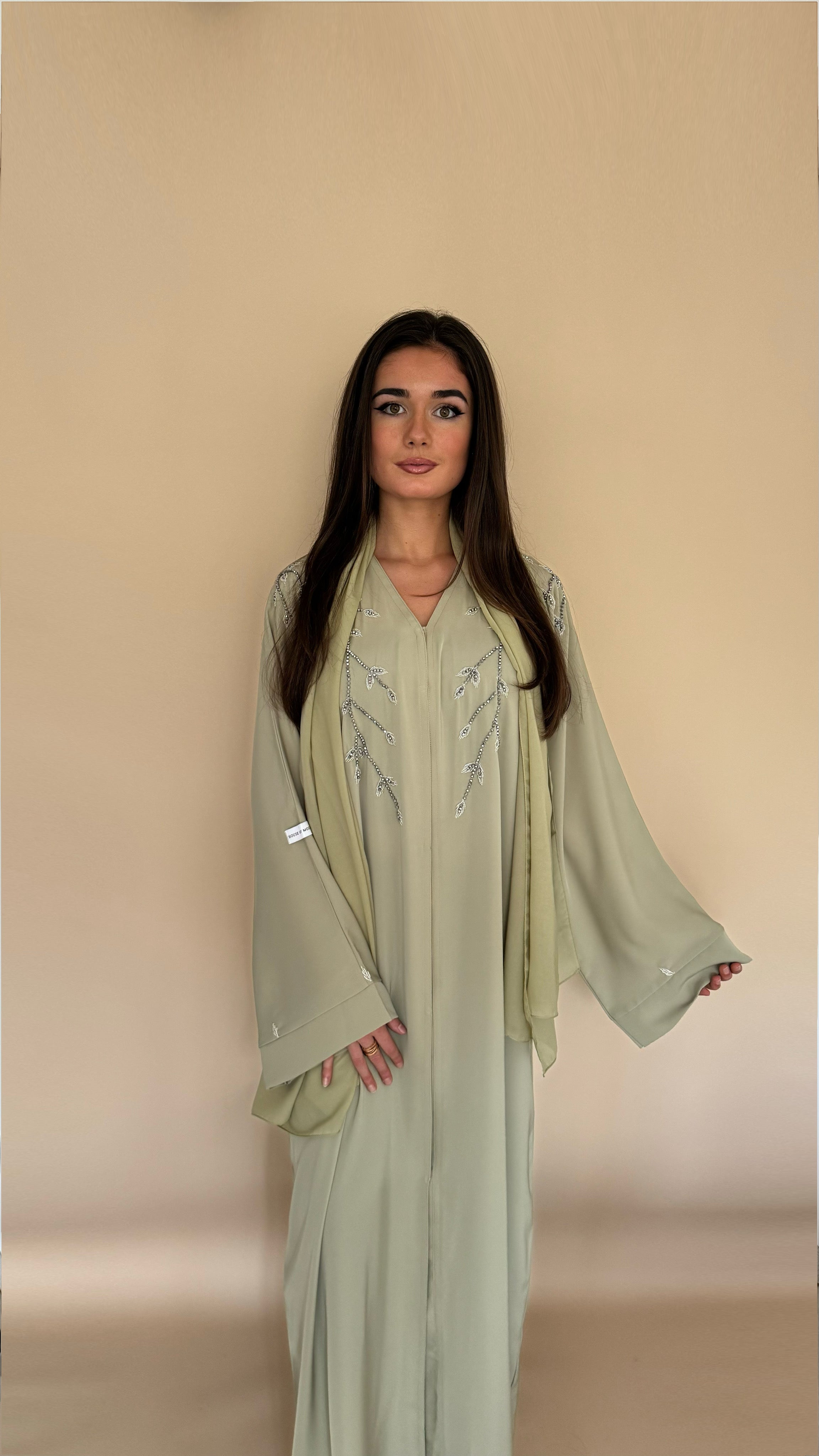 Abaya LEENA | Vert amande